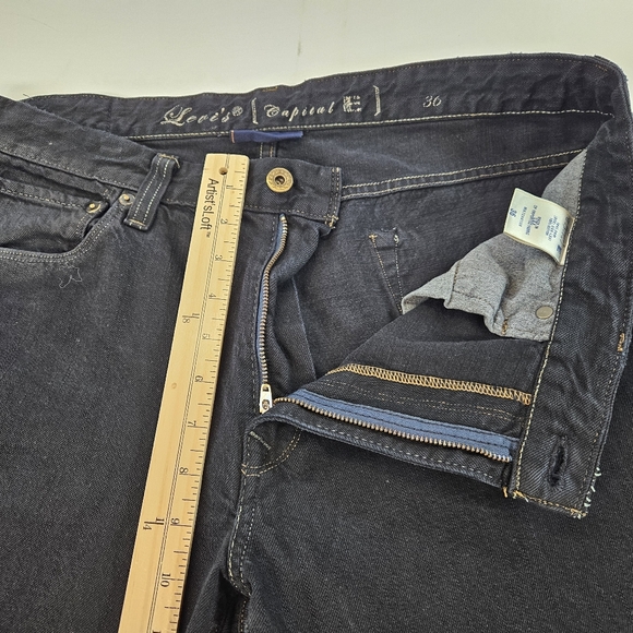 Levis Capital E Matchstick Slim Straight Made in USA Size 36x27 Black Denim - Picture 7 of 8